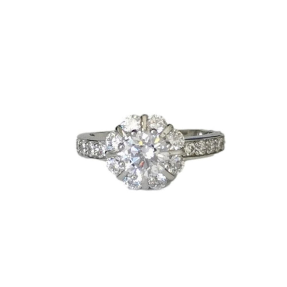 flower cz ring in sterling silver size 6